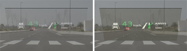 A head-up display simulated using Ansys Speos and Lumerical FDTD and STACK