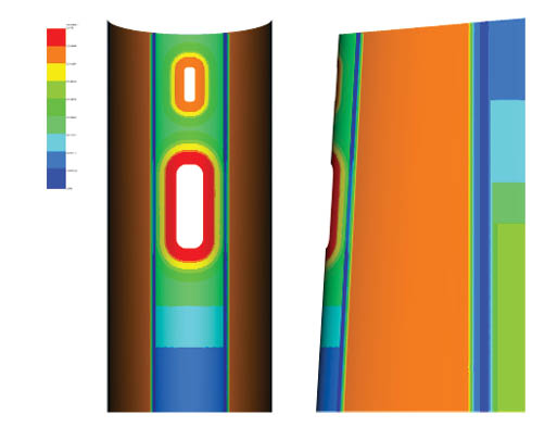 ETNZ engineers use Ansys Composite PrepPost for modeling the detailed composite layup in various parts  of the boat, such as the top of the mast shown here.
