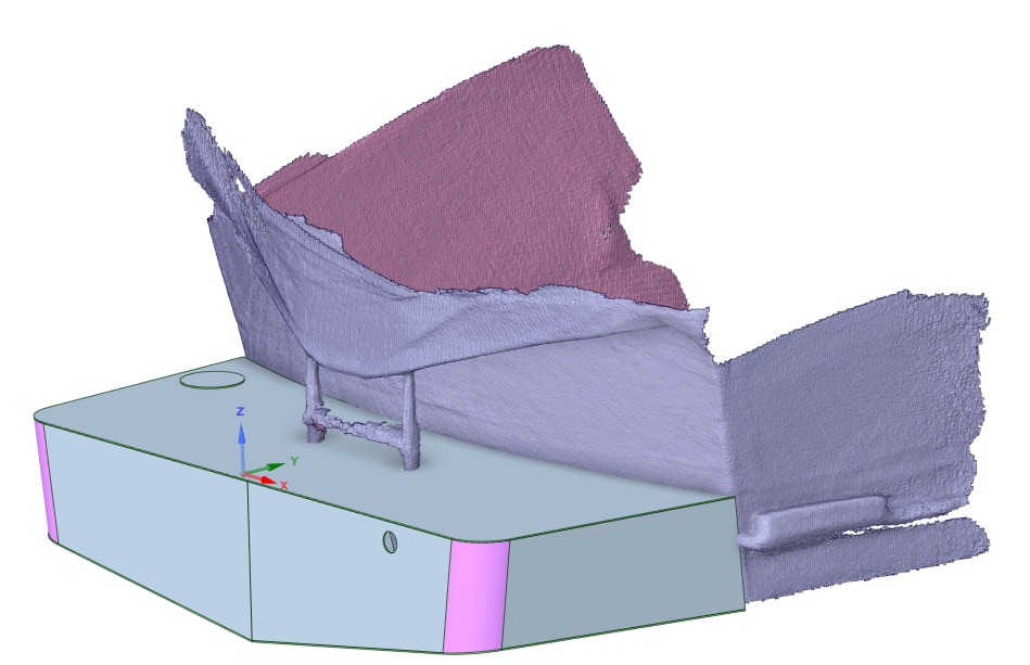3D model created in Ansys SpaceClaim and joined to the 3D scan